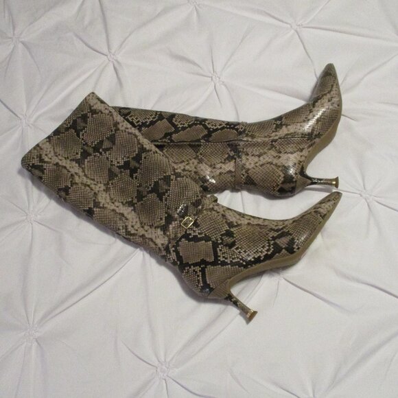 💥 SNAKESKIN BOOTS - KENNETH COLE NEW YORK SNAKE BOOTS – SZ 7 – NWT 💥 - Picture 1 of 9